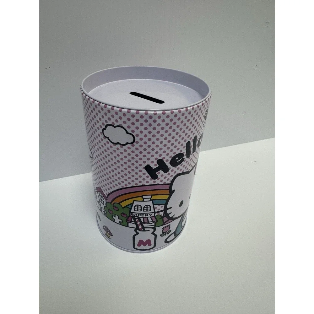 Hello Kitty Pink Tin Coin Bank Metal Piggy Bank Savings Can Sanrio New NWOT
